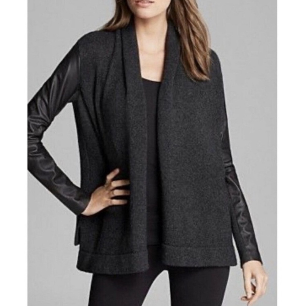 Vince leather sleeve cardigan